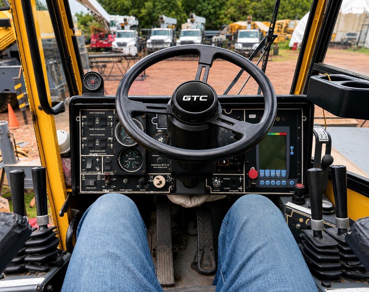 Vista desde la cabina de un operador certificado de Grupo GTC en patio